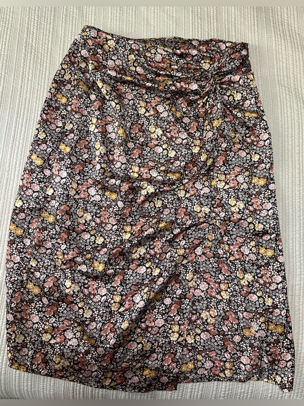 Abercrombie & Fitch Pink and Yellow Floral Midi Skirt